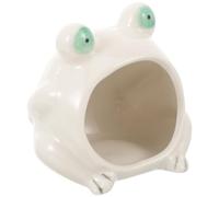 CLISPEED Hamster Ceramic Nest Critter Cooling House Rest Place Safe to Play Ceramic Frog Shape 3.73x3.54x2.95in Summer Hideout for Small Pets
