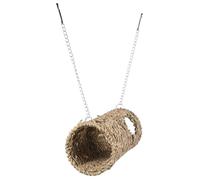 CLISPEED Hamster Tunnel Woven Hamster Hut Home with Hanging Chains for Hedgehogs and Rats Exercise and Entertainment
