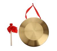 CLISPEED Hand Gong Cymbal Chinese Traditional Gong Red for Company Openings Parties