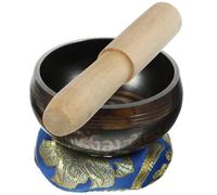 CLISPEED Hand Making Singing Bowl Set with Wood Rod, Copper Meditation Tool for Calming Effects and Lightweight Design, for Home Decoration and Meditation Sessions Color