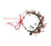 CLISPEED Handmade Festive Floral Headband for Women with Red Berries and Pine Cones, Fabric and Plastic Crown Hair Accessory that Adds a Comfortable Wear and Vibrant Atmosphere, for Party