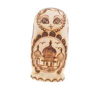 CLISPEED Handmade Russian Nesting Dolls with Pyrography Relief Unpainted Wooden Matryoshka for Cultural Craft Gift for Home Decor and Stacking Collection