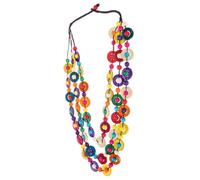 CLISPEED Handwoven Boho Wooden Bead Necklace Vintage Coconut Shell Beaded Choker for Women Vacation Beach Jewelry Accessory Ethnic Style