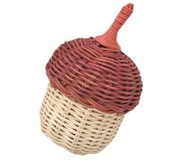 CLISPEED Handwoven Rattan Crossbody Bag Pine Cone Shape Mini Shoulder Purse Woven Single Strap Pouch Burgundy for Photography Prop
