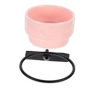 CLISPEED Hanging Bird Feeder with Removable Ceramic Bowl Elegant Parrot Feeding Dish for Indoor and Outdoor Use Stylish Food and Water Holder Pink for Birds