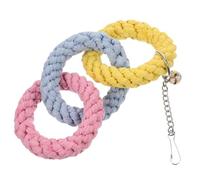 CLISPEED Hanging Sugar Glider Three-ring Climbing Rope for Small Pets Hamsters Gerbils Chinchillas Cage Accessory Safe Rounded Edges Lightweight Plaything for Exercise and Fun Random Color