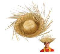 CLISPEED Hawaiian Style Woven Straw Beach Hat for Adults, Khaki 55-60cm Head Circumference, Mexican Party Sun Shade Cap, Lightweight Summer Headwear for Outdoor Luau and Beach