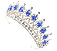 CLISPEED High-end Blue Bridal Crown Headband with Water Drop Design, Embellished with Jewel Scroll, Copper Claw Material, for Wedding or Party Hair Accessory