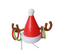 CLISPEED Inflatable Antler Hat Ring Toss Game Set with 1 Christmas Reindeer Hat and 4 Toss Rings, Outdoor Holiday Party for Family Fun and Christmas Games