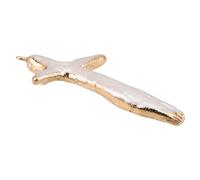 CLISPEED Irregular Baroque Freshwater Pearl Cross Pendant Handmade Charm for Diy Necklace Earring Bracelet Jewelry Making Supplies White with Gold Edging