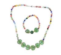 CLISPEED Jewelry Heart Charm Necklaces for Women Handmade Blown Glass Necklace Bracelet Jewelry for Women Love Necklace Heart Bracelet for