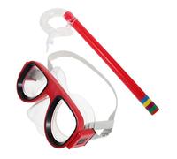 CLISPEED Junior Snorkeling for Anti-leak Professional Breathing Tube and HD Anti-fog Diving Mask Full Eye Protection for Beach Pool Exploration Red Food-grade Silicone
