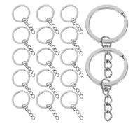 CLISPEED Key Set and Open Jump 304 Stainless Steel 20pcs 25mm with Flat Split 4-Link Chains Small Metal Bulk for Keychain Supplies for Crafting and Jewelry Making