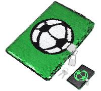 CLISPEED Kids Diary with Lock and Keys: Lockable Football Writing Journal Notebook Reversible Sequin A5 Lined Paper Secret Notepad for Boys Girls School Travel Birthday