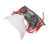 CLISPEED Lace Fox Half Face Mask Japanese Style Painted Fox Cosplay Mask for Adults Masquerade Party Accessory
