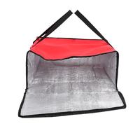 CLISPEED Large Capacity Insulated Food Storage Bag with Double Zippers and Handles Thermal Cooler Bag for Takeout Pizza Reusable Non Woven Fabric Red