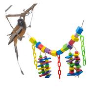 CLISPEED Large Colorful Parrot with Natural Wood Blocks for Chewing and Climbing Multi Colored Bird for Large Birds to Anxiety and Promote Physical Activity