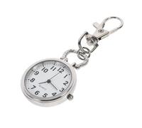CLISPEED Large Dial Quartz Pocket Watch Key Buckle for Nurses and Doctors, Small White Stainless Steel Pendant Watch for Students and Elderly, Medical Exam Hanging Timepiece