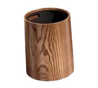 CLISPEED Large Round Trash Can Rustic Wood Grain Design Household Waste Bin for Kitchen Living Bedroom Bathroom Washable Reusable Container with Wide Opening for Easy Garbage Disposal