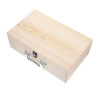 CLISPEED Large Unfinished Wooden Box with Lock and Handle, 34.5X21X11Cm Wood Treasure Chest with Hinged Lid for Craft Storage and Home Organization