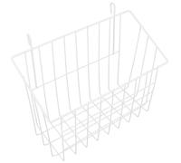 CLISPEED Large White Iron Hay Feeding Basket for Rabbits and Small Animals Metal Hollow Feeder Rack with Smooth Edges Slow Feed Design for Clean Cage Maintenance Suitable for Bunny Guinea