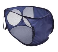 CLISPEED Laundry Hamper Navy and Steel Wire Space Saving Foldable Laundry Basket with Handles Polyester Mesh Cloth for Home Storage and Storing Towels