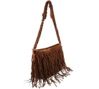 CLISPEED Leather Tote Crossbody Bag with Tassels in Light Tan for Women Handcrafted Bohemian Style Suitable for Daily Use and Festivals