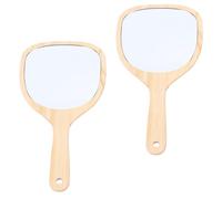 CLISPEED Lightweight Handheld Vanity Mirror 2Pcs with Wooden Handle, Portable Travel Makeup Mirrors for Women’S Daily Beauty