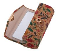 CLISPEED Lipstick Holder Box Vintage Brown Cork and On-the-go Touch-ups with Scratch-Resistant Design and Spacious Capacity, Travel Lipstick Case with Mirror for Elegant Makeup Storage