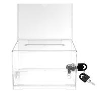 CLISPEED Lockable Acrylic Business Card Box 6.3X4.7X3.9 Inch Donation Box with Slot for Charity Fundraising Voting and Office Reception