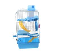 CLISPEED Luxury Hamster Cage with Multi Level Slide Platforms and Quiet Running Wheel Portable Small Pet Villa House Blue Leakproof Water Bottle Included for Hamsters and Small Rodents
