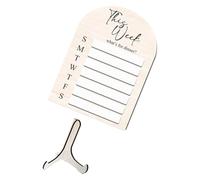 CLISPEED Magnetic Acrylic Dry Erase Meal Board for Refrigerator with Wooden Frame, Erasable Weekly Menu Planner, Khaki Colour, for Kitchen Or School Use
