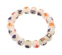 CLISPEED Mahjong Tile Beads Bracelet Multi-Dimensional Bodhi Bead Stretch Wristlet Good Luck Charm Jewelry for Mahjong Enthusiasts Chinese Souvenir Gift for Women