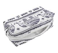 CLISPEED Makeup Bag Zipper Pouch Ample Storage Capacity Splashproof Cotton Linen Efficient Organization Easy Access Chic Design Travel Use Portable Cosmetics Pouch