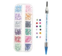 CLISPEED Manicure Tools Beads Painting Pen 6.5 Inch Plastic and Metal Pressed Beads Adjust Place DIY Professional Use with 1 Box Rhinestone