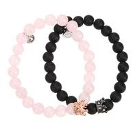 CLISPEED Matching Wrist Bracelets Alloy and Glass Material, Half-ball and Full Ball Shape Couple Beaded Bracelets Not Easy to Fade or Deform, for Anniversary or New Year for Him and Her