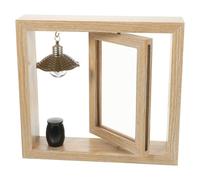 CLISPEED Memorial Photo Frame Pet Ashes Urn with Chic Beautiful Look Flat Bottom Design Bamboo Wood and Metal Material Stable Desktop Stand Good Sealing Effect for Tabletop Commemoration