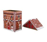 CLISPEED Metal Gingerbread House Christmas Cookie Box Sealed Iron Candy Storage Container for Holiday Treats Pastries and Biscuits Reusable Xmas Party Decoration and Bakery Tin