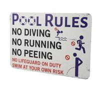 CLISPEED Metal Pool Rules Sign Outdoor Swimming Pool Warning Board Wall Decor for Gate and Poolside Safety Lightweight Decorative Outdoor Accessory