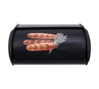 CLISPEED Metal Small Drum Bread Box for Kitchen and Home Use Space-saving Lockable Storage Box Keeps Bread Fresh and Dry Black Metal