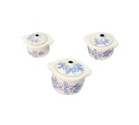 CLISPEED Mini Ceramic Soup Bowl Set for Play Kitchen, Blue and White Miniature Kitchenette House Model, Food Play Cooking Utensils for Boys and