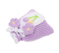 CLISPEED Mini Drawstring Crochet Coin Purse, Small Handmade Knitted Wallet for Women, Portable Earphone Storage Pouch, Tulip Pattern, Lightweight Girls’ Accessory for Daily Use