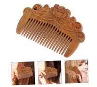 CLISPEED Mini Handmade Wooden Hair Comb with Embossed Peony Pattern Static Portable Styling Tool for Women Unique Gift Gentle Curly and Straight Hair