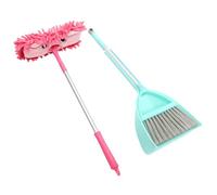 CLISPEED Mini Kids Cleaning Toy Set Tiny Mop and Little Broom, Detachable Green Broom and Pink Mop for Toddlers’ Pretend Play and Early Learning Housekeeping Tools