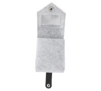 CLISPEED Mini Portable Lipstick Storage Bag with Mirror, Travel Makeup Organizer Pouch for Women, Grey Felt Lipstick Holder for Outdoor Touch-ups