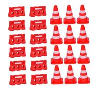 CLISPEED Mini Roadblock with Red Traffic Cones and Barricades Educational S Simulation Traffic Fences for Role Play Cognitive Teaching Tool for Indoor Outdoor Use