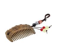 CLISPEED Mini Sandalwood Comb Keychain, Portable Pocket Wood Comb with Lotus Fish Carving, Tiny Natural Sandalwood Hair Styling Tool for Travel and Everyday Use