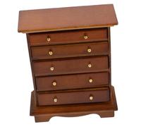 CLISPEED Miniature Bedside 1:12 Furniture Dollhouse Nightstand Bedroom Drawer Cabinet Model Accessories Mini House Scene Building Tabletop Decorations Brown
