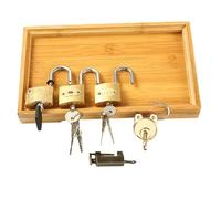 CLISPEED Montessori Lock and Key for Preschool Educational Unlocking Game with Copper Lock and Bamboo Tray Develops Problem-solving Creative Thinking and Teamwork Skills Safe