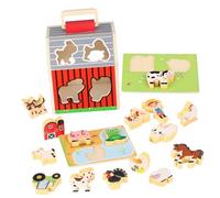 CLISPEED Montessori Wooden Farm Animal for Handmade Barn Play Set with Shape Sorting Fine Motor Skill Development Cognitive Growth and Visual Stimulation Educational Activity